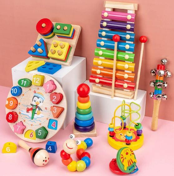AiJH Building Block Clock Sets 3D Puzzles Board Game Montessori Educational Musical Toys for Kids Boys Girls Educational Toys