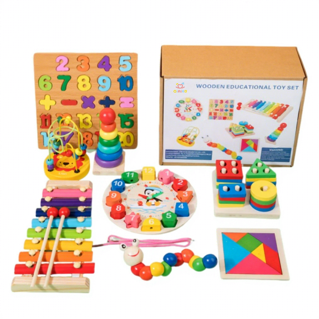 Qiaike Montessori Early Education Wooden Baby Intellectual Development Toys Children's Wooden Toy for 1 to 3-year-old Boys Girls