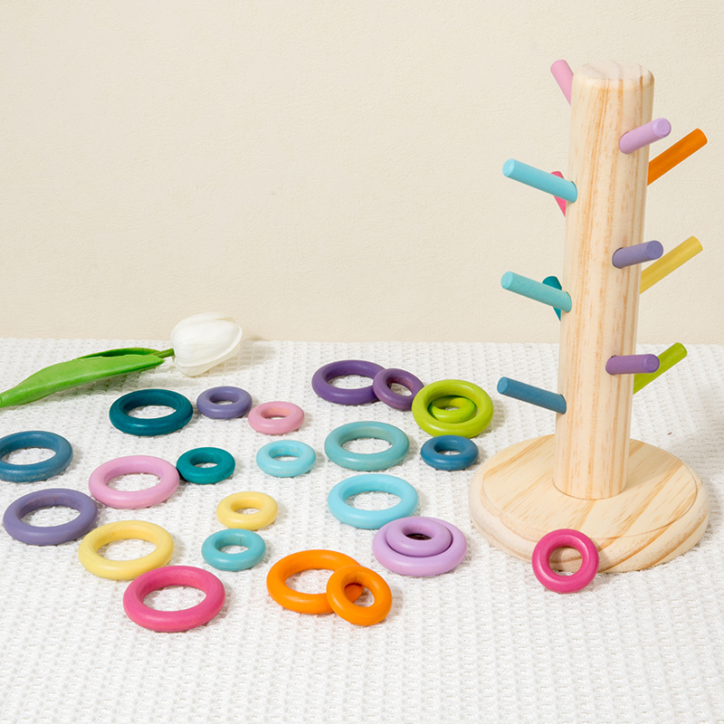 Montessori Wooden Ring Stacking Educational Toy for Toddler