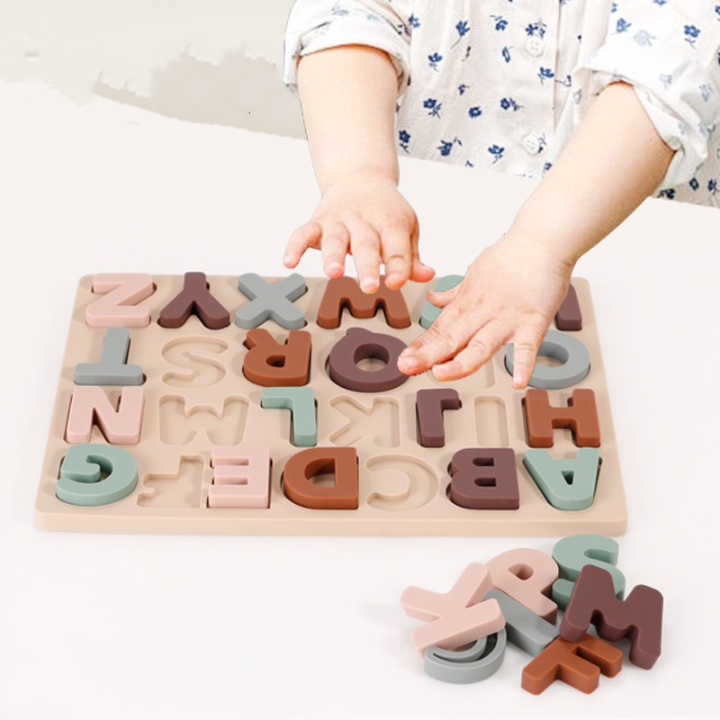 Toddlers Montessori Preschool Early Education Learning Toy Alphabet Puzzle Silicone Letter Blocks