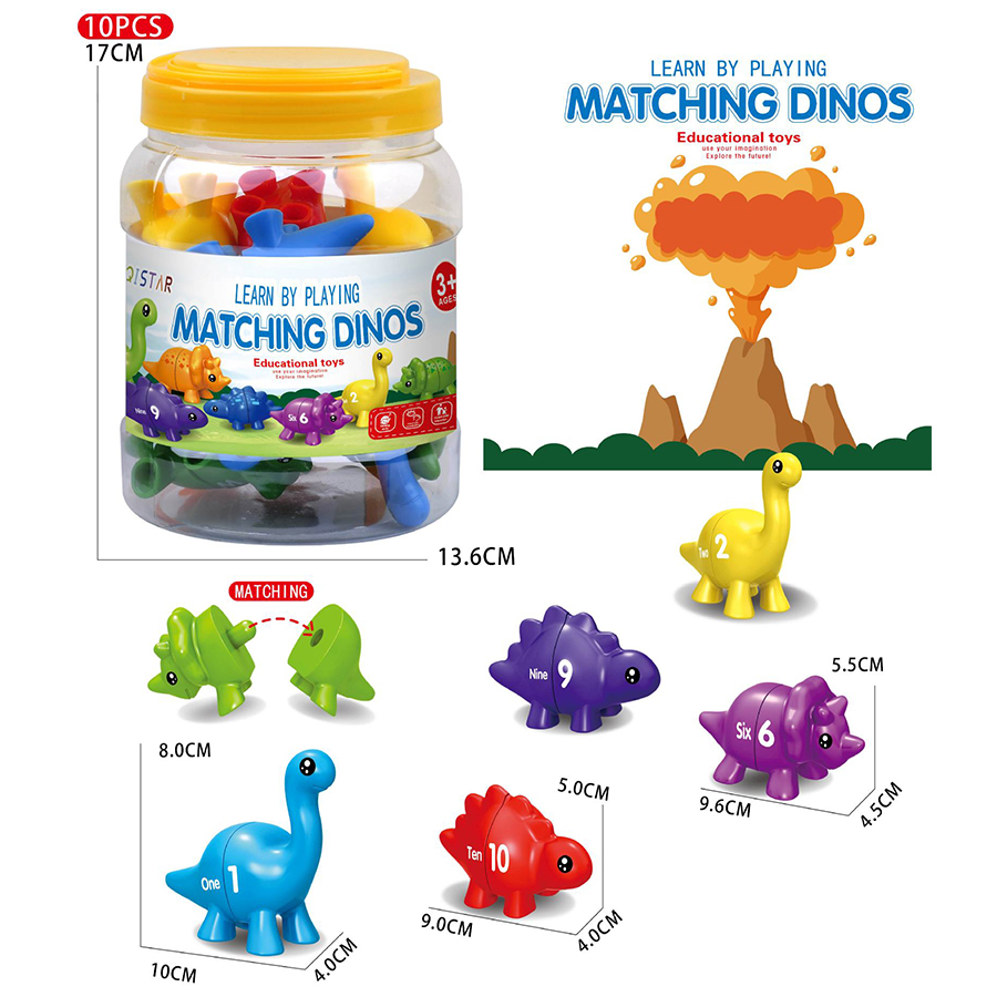 Montessori Dinosaur Number Learning Toy Kids Early Educational Matching Toy Matching Games with Sorting Preschool Toys