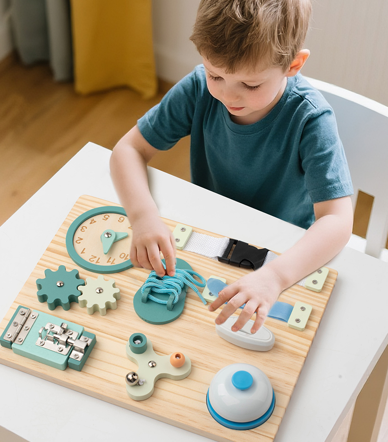 Wooden 2-6 Years Montessori Busy Board DIY Educational Kindergarten Toys Sensory Analog Activity SET
