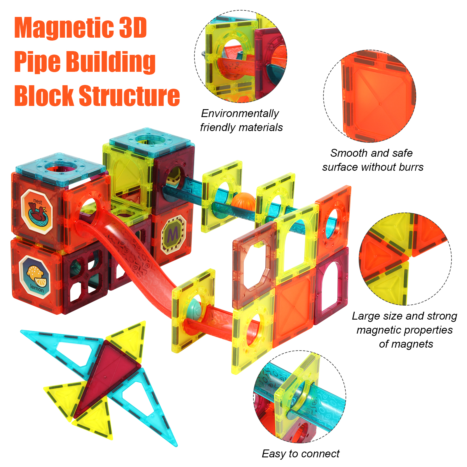 120pcs Preschool Learning Sensory Montessori Toys for 3+ Year Old Boys and Girls Magnetic Building Blocks Toys