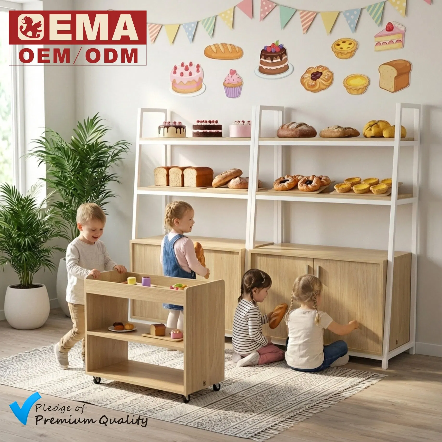 EMA Non-Toxic Kids Push Cart Toy for Kindergarten with Colorful Design