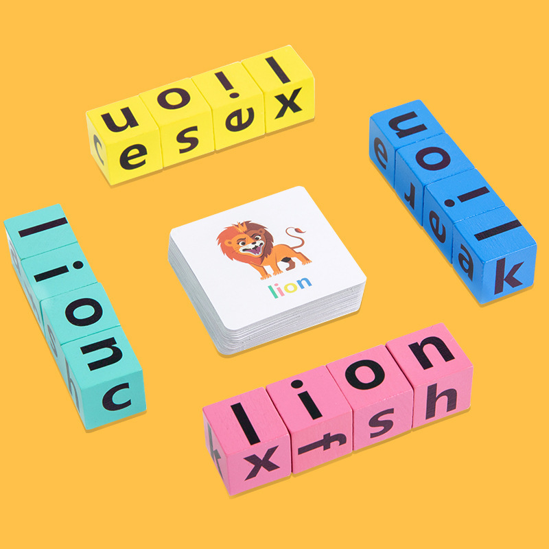 Montessori English Battle Spelling Words Games Cartoon Card Children Educational Learning Teaching Aids Toys for Kids Boys Girls