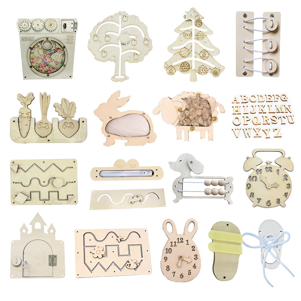 Wooden Montessori Busy Board Parts For Autism ADHD Motor Skills &amp; Sensory Activities Kids Toddler Toys Accessories MZ-433
