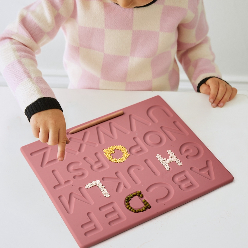 PGJ1164 Silicone Alphabet Cognitive Board Montessori Language Preschool Educational Toys for Baby