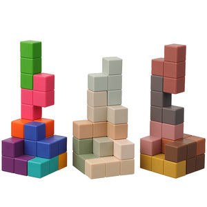 New Design Custom Montessori Building Blocks BPA Free Toddler Kids Educational Sensory Learning Baby Silicone Stacking Toys
