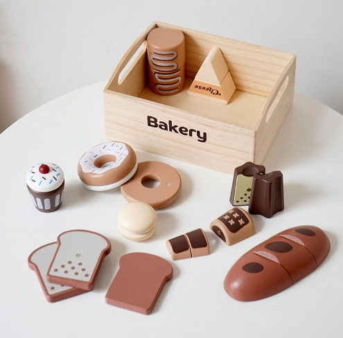 EMA Safe Wooden Play Food Set Early Learning Meal Toys for Children