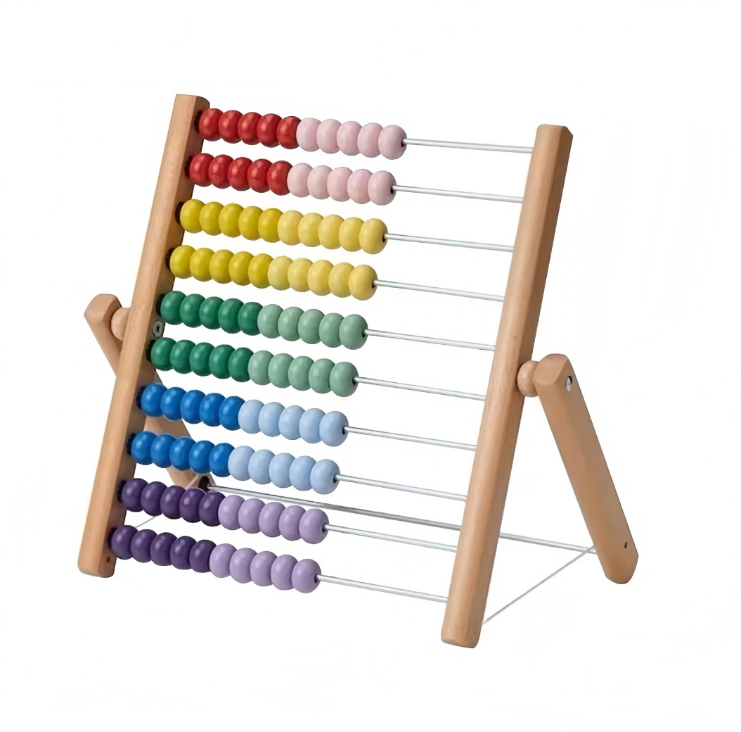 Montessori Early Education Tools Wooden Children's Educational Toys Colorful Vertical 10-Slot Abacus Math Calculation Ages 0-3
