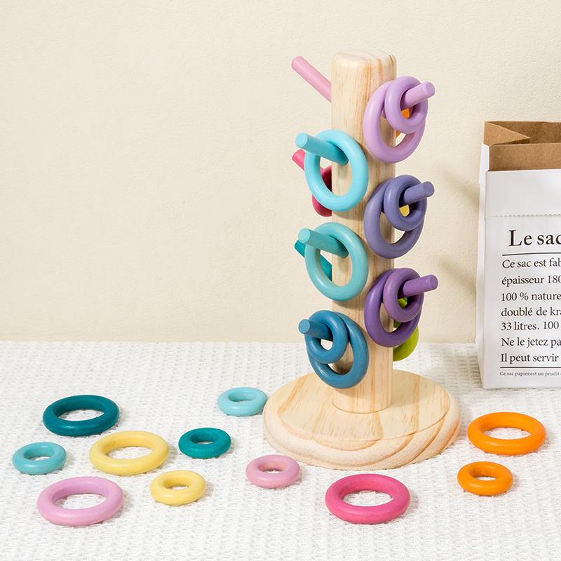 Montessori Wooden Ring Stacking Educational Toy for Toddler