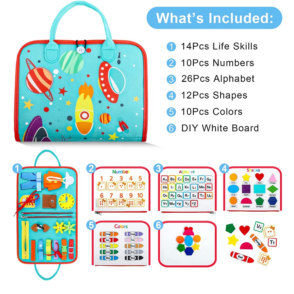 OEM Customized Felt Sensory Busy Board Montessori Educational Toy for Toddlers 100pcs