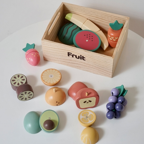 EMA Safe Wooden Play Food Set Early Learning Meal Toys for Children