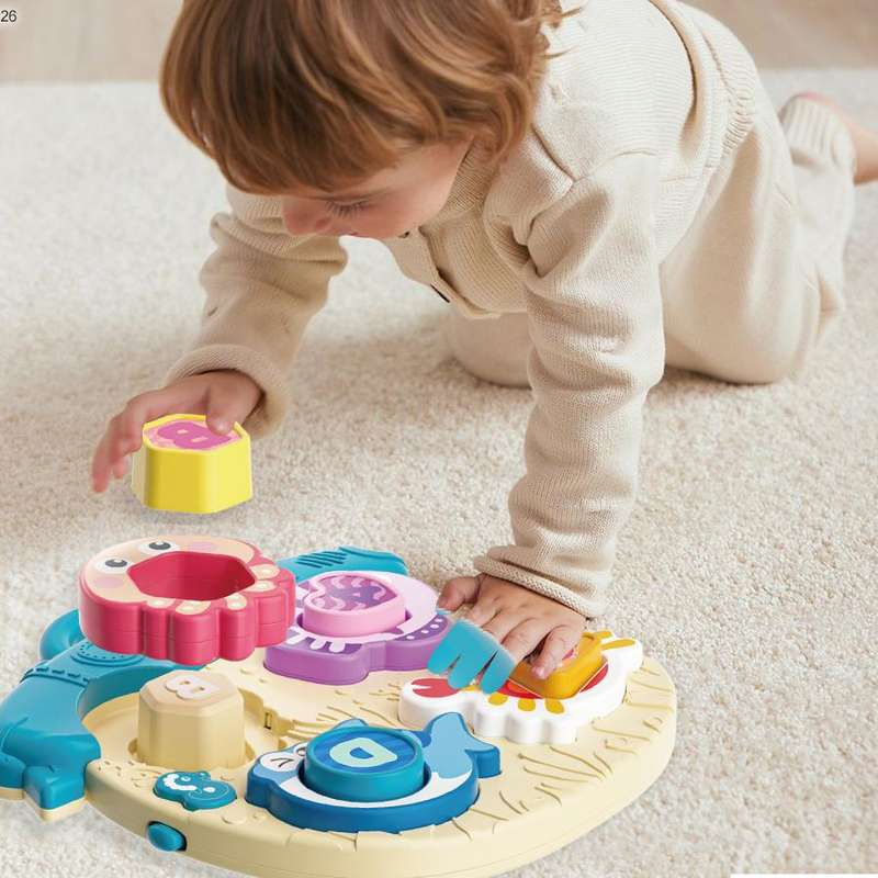 Juguete Wholesale Color Shape Cognition Matching DIY Building Block Set Ocean Animal Montessori Busy Board Musical Toddler Toys