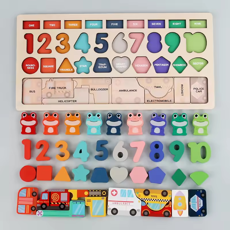 Montessori Toys Wooden Matching Puzzle Multi-style Logarithmic Board Fine Motor Skills Toys for Boys Girls