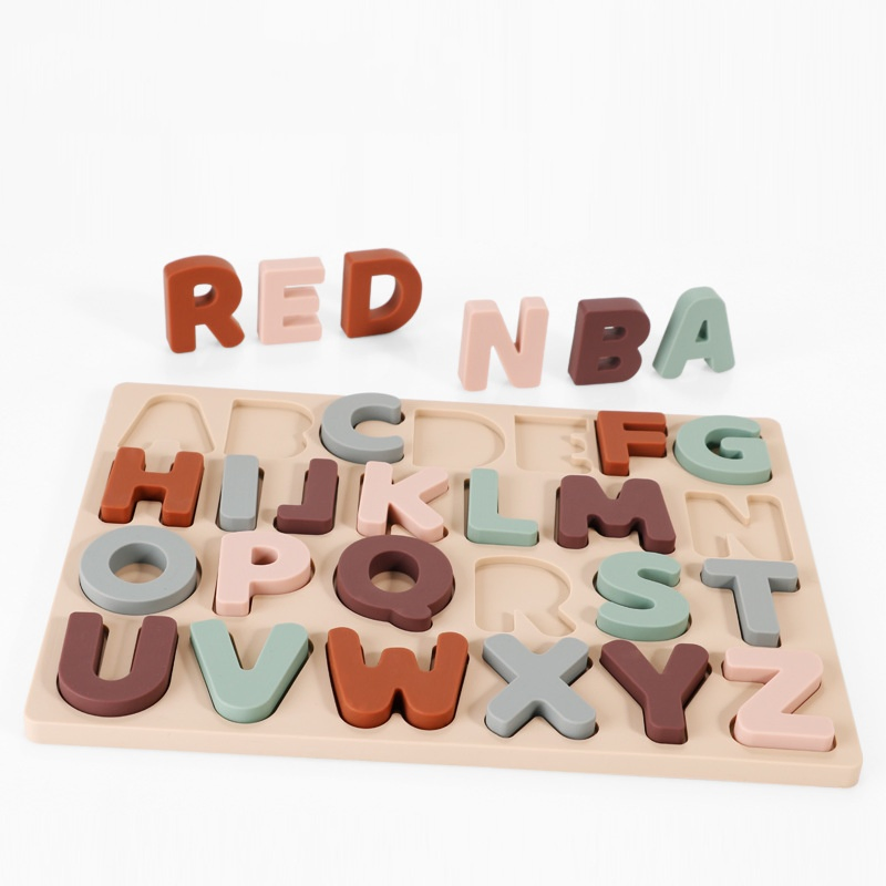 Toddlers Montessori Preschool Early Education Learning Toy Alphabet Puzzle Silicone Letter Blocks