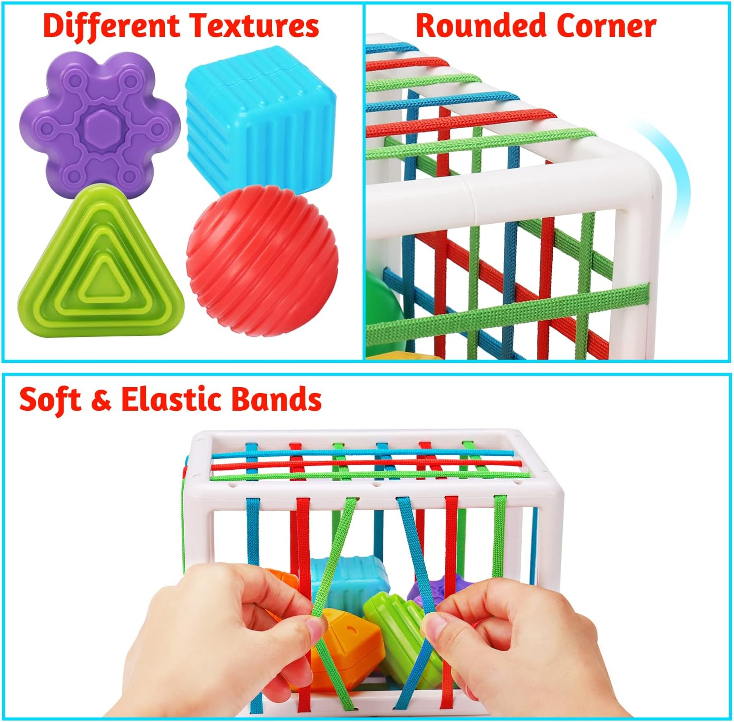 Baby Toy 1 2 Years Montessori Sensory Games for Baby 6 9 12 18 Months Shape Sorter with Textured Balls Sensory Balls Activity