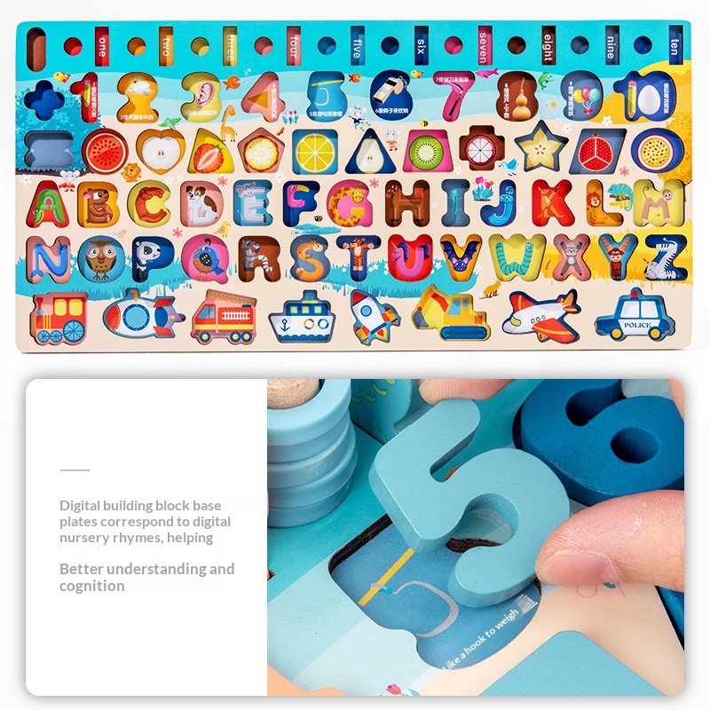 Montessori Wooden Educational Toys 7 1 Board Math Fishing Numbers Shape Matching Early Learning Gift For Kids MUWANTU Q7 Unisex
