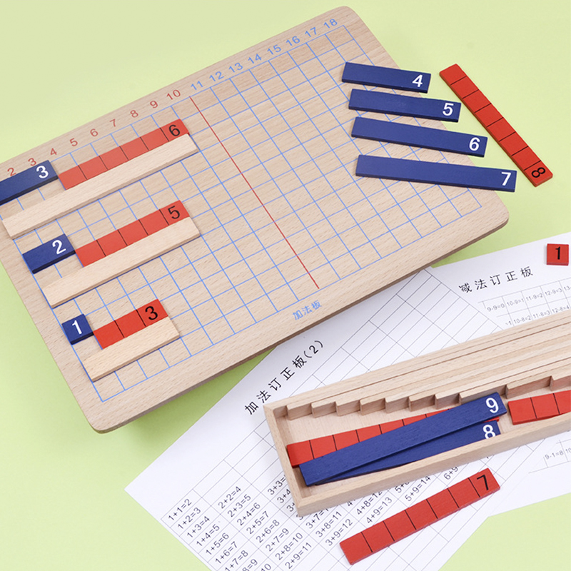 Montessori Materials Math Teaching Educational Toys for Children Wooden Colorful Beads Addition Subtraction Board Kids Math Toys