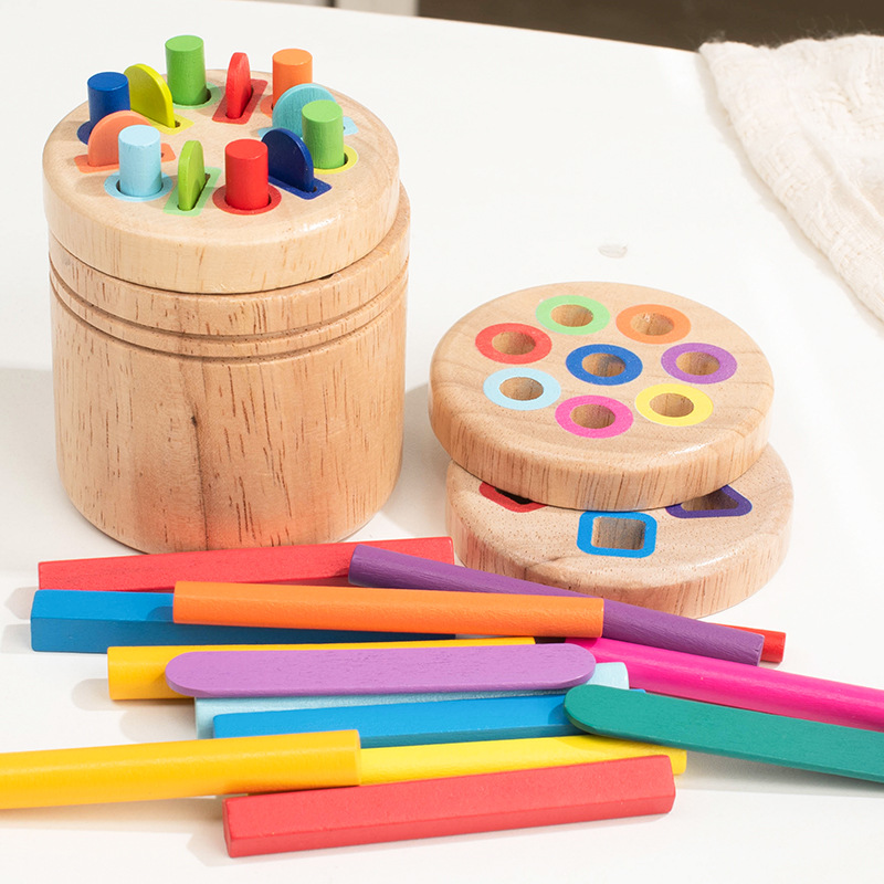 Children's Early Education Shape Matching Sorting Box Baby Color Recognition Montessori Educational Wooden Toy for Infants (0-2