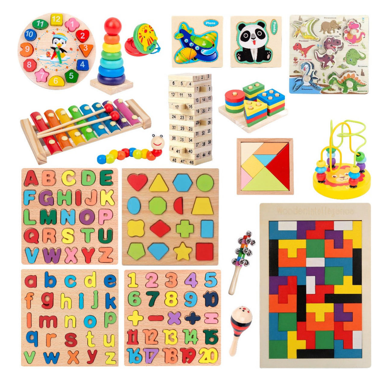 AiJH Building Block Clock Sets 3D Puzzles Board Game Montessori Educational Musical Toys for Kids Boys Girls Educational Toys