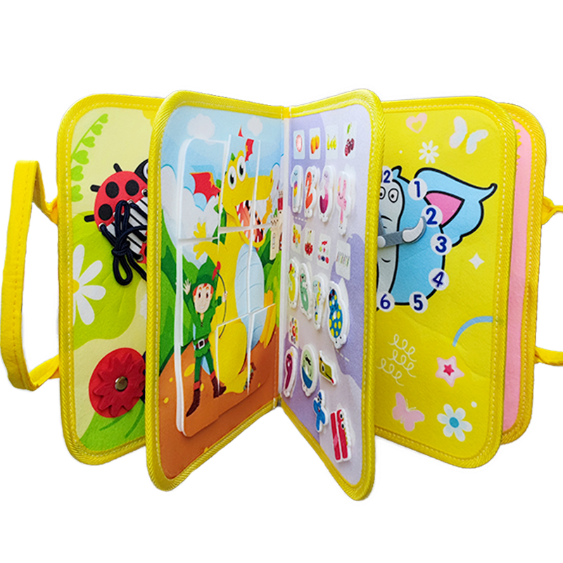 Toddlers Early Education Basic Skills Learning Baby Montessori Sensory Felt Busy Board Soft Book Toy Customized Color 21x28cm