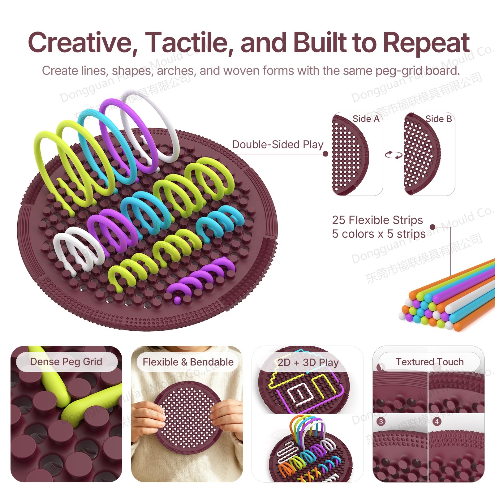 FLwarm Sensory Activity Board Silicone Fidget Toy Educational Calming Stress Anxiety ADHD Autism Ages 3-14+