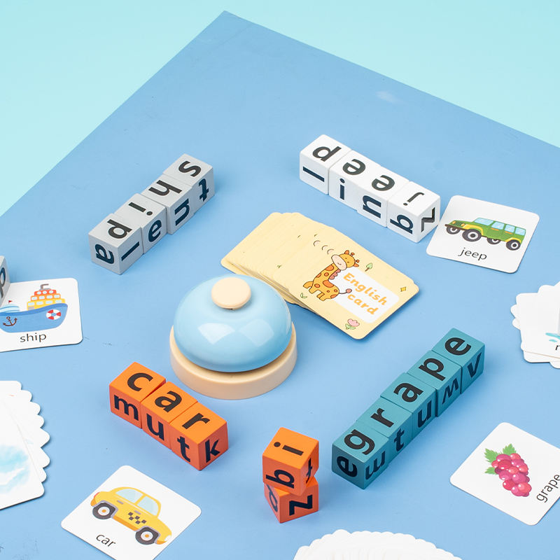 Montessori Wooden Spelling Toy Desktop English Learning Autism Sensory Educational Teaching Aids for Kids Boys Girls