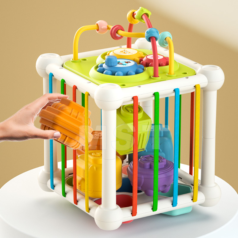Baby Sorting Matching Shapes Game Fine Motor Skill Preschool Montessori Early Educational Nesting Toy Activity Cube for Infants