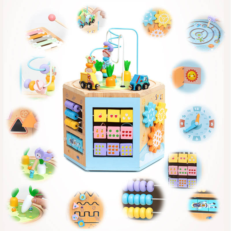 Kindergarten Developmental Montessori Toys Toddlers First Birthday Gift Wooden Activity Cube