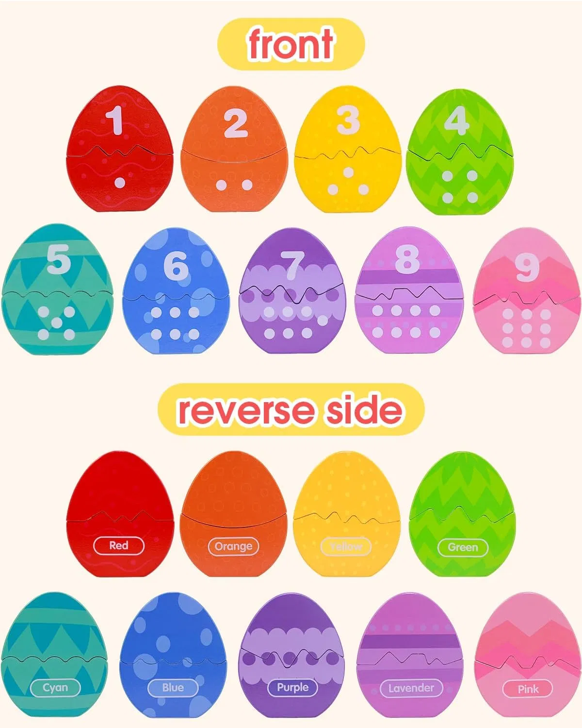 Toddlers Learning Toys Wooden Number Counting Montessori Educational Toys Matching Eggs Dinosaur Toys Sorting Fine Motor Games Christmas Birthday Gift for Kids