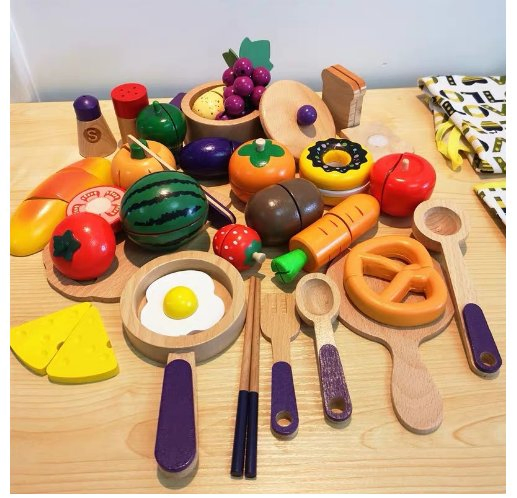 EMA Kids Simulation Fruit Cutting Toys Safe Eco-Friendly Wooden Toys