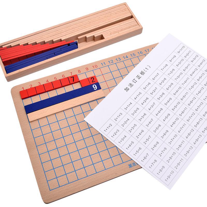 Montessori Materials Math Teaching Educational Toys for Children Wooden Colorful Beads Addition Subtraction Board Kids Math Toys