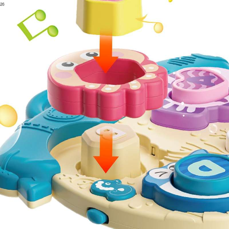 Juguete Wholesale Color Shape Cognition Matching DIY Building Block Set Ocean Animal Montessori Busy Board Musical Toddler Toys
