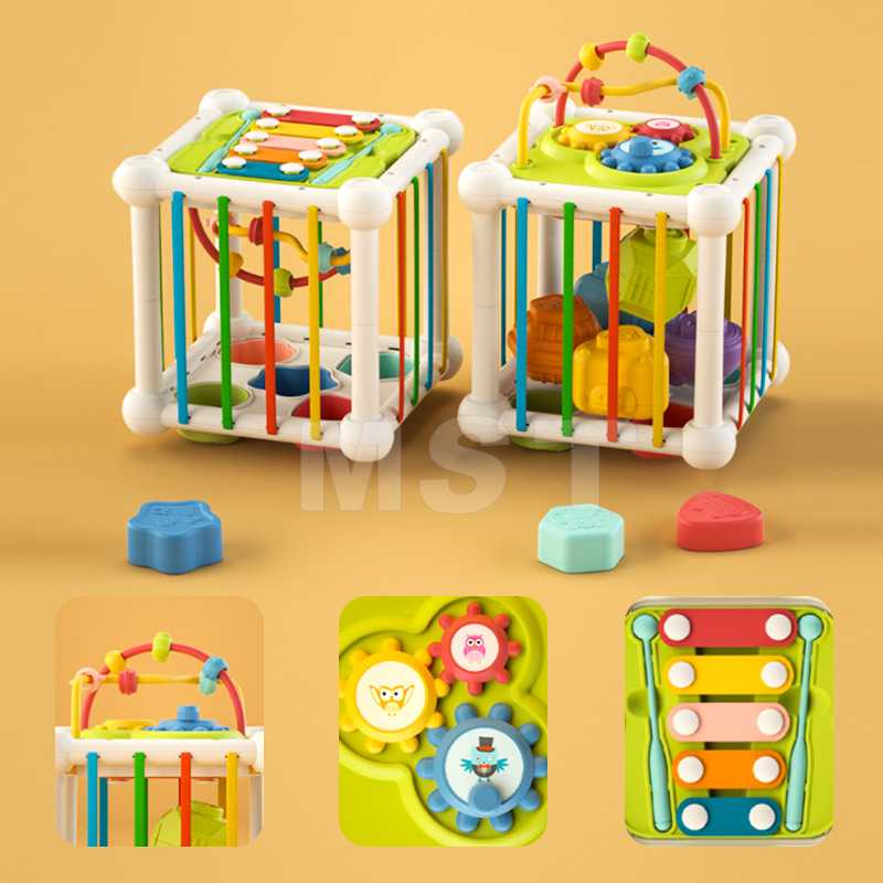 Baby Sorting Matching Shapes Game Fine Motor Skill Preschool Montessori Early Educational Nesting Toy Activity Cube for Infants