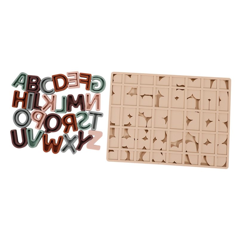 Toddlers Montessori Preschool Early Education Learning Toy Alphabet Puzzle Silicone Letter Blocks