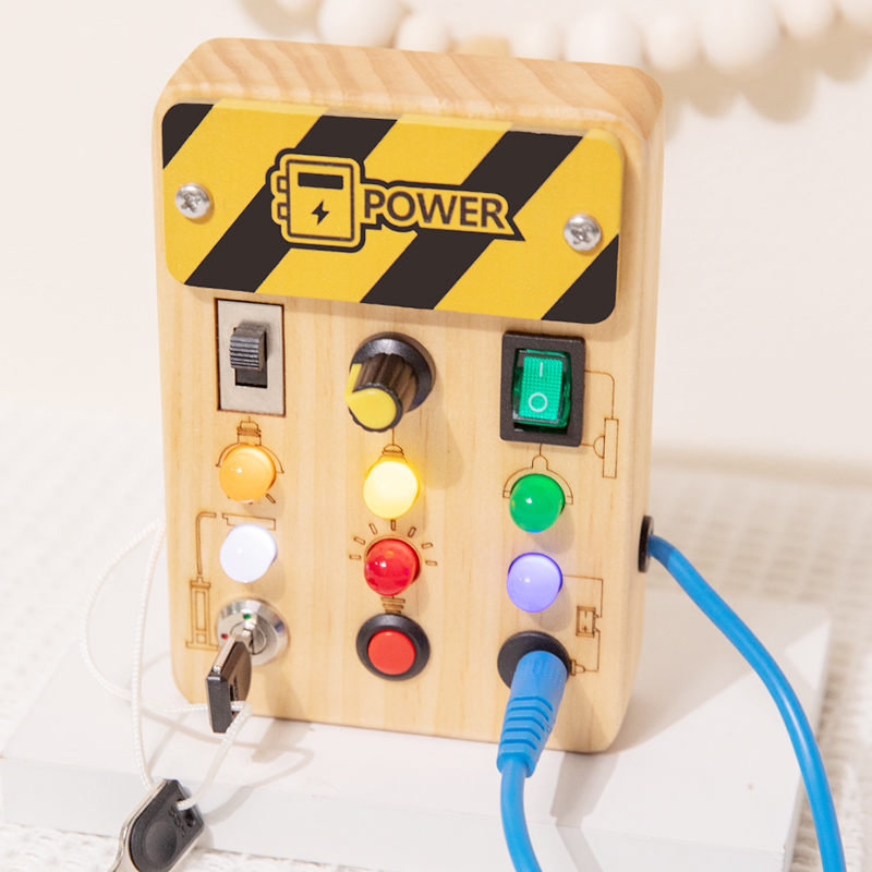 Multifunctional Creative Wooden Switch Busy Board Montessori Sensory Activity Wall Panel Fine Motor Skills Educational Toy