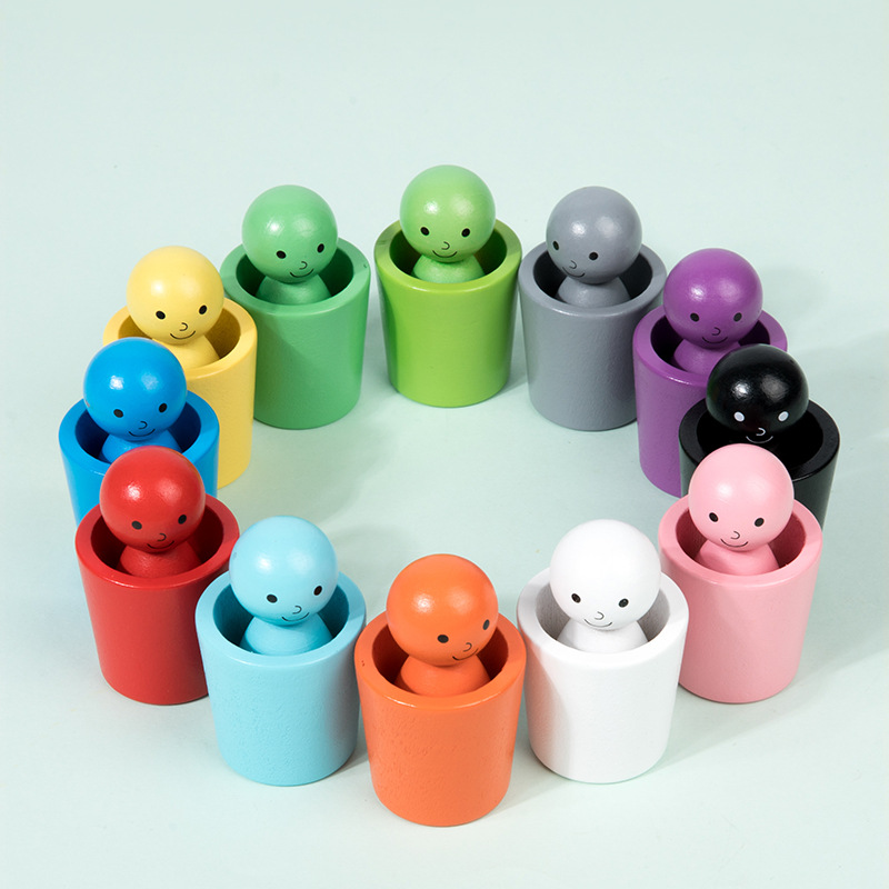 Kids Color Sorting Cup Stacking Game Figure Matching Hand Eye Coordination Educational Toy