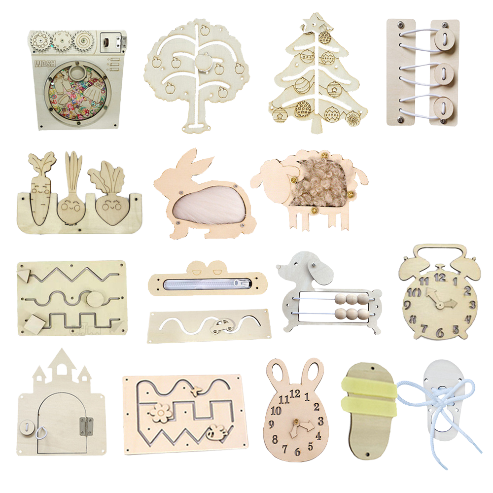 Wooden Montessori Busy Board Parts For Autism ADHD Motor Skills &amp; Sensory Activities Kids Toddler Toys Accessories MZ-433