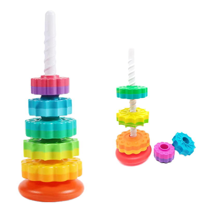 Montessori Educational Sensory Toys Kids Kids Stacking Rainbow Gears Toddler Motor Skills Development Plastic Stack Toys Perfect