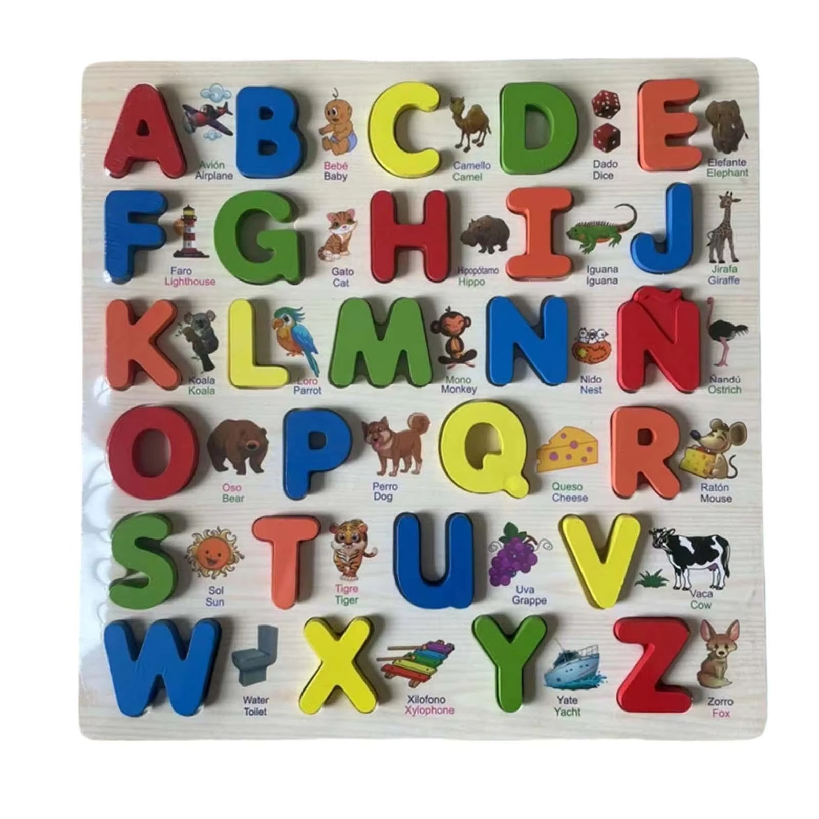 Montessori Wooden Alphanumeric Puzzle Letter Board Educational Toy Early Vietnamese Russian Cambodian Arabic Language Education
