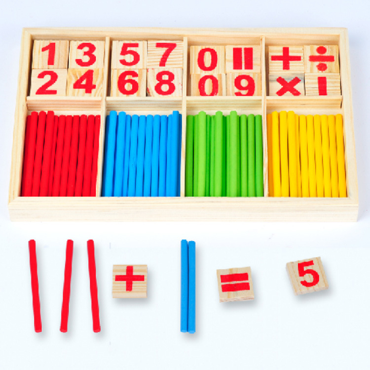 Children Montessori Math Number Counting Sticks Puzzles Games Wooden Baby Early Educational Learning Toys for Kids Boys Girls