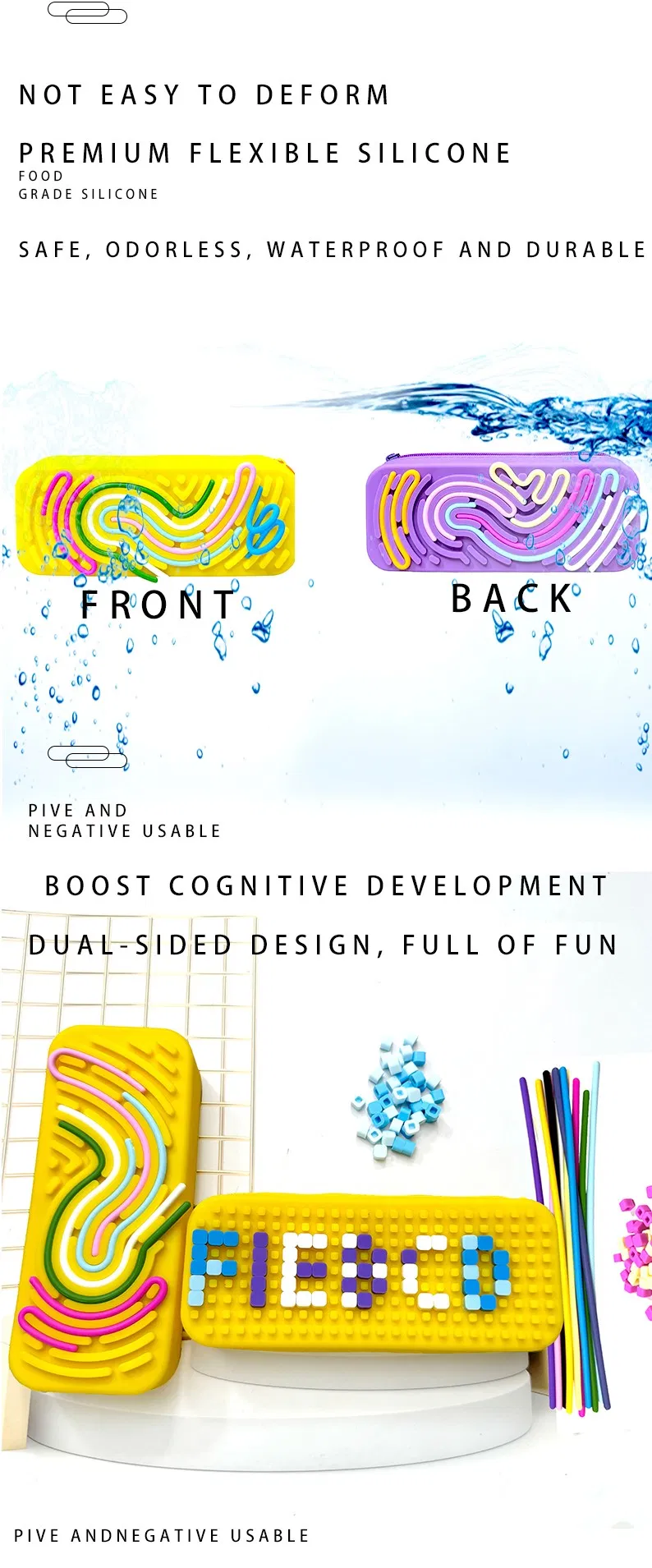 Rainbow Silicone Sensory Maze Board, Montessori Trace & Build Fidget Toy for Toddlers