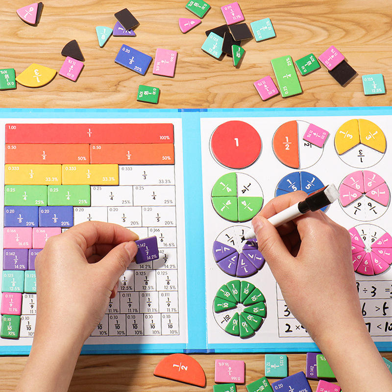 Popular Children Magnetic Fraction Learning Math Learning Games Fraction Book Set Teaching Aids Montessori Kids Arithmetic Toy