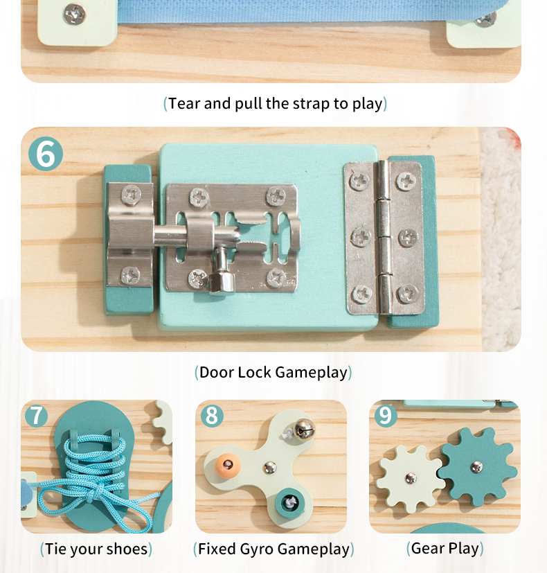 Wooden 2-6 Years Montessori Busy Board DIY Educational Kindergarten Toys Sensory Analog Activity SET