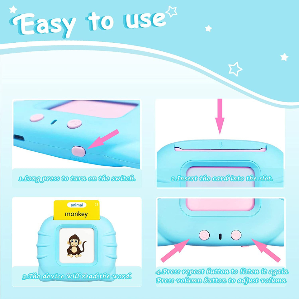Kids Preschool English Learning Speech Therapy Machine Toys 224 Sight Words Educational Cognition Montessori Talking Flash Card