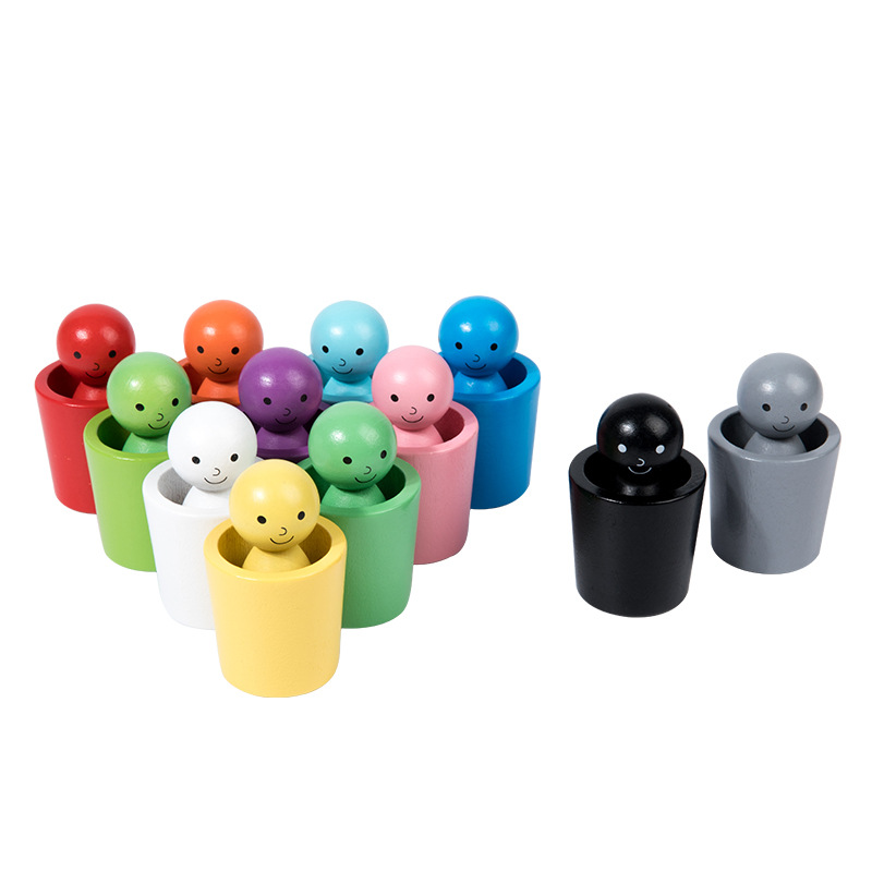 Kids Color Sorting Cup Stacking Game Figure Matching Hand Eye Coordination Educational Toy