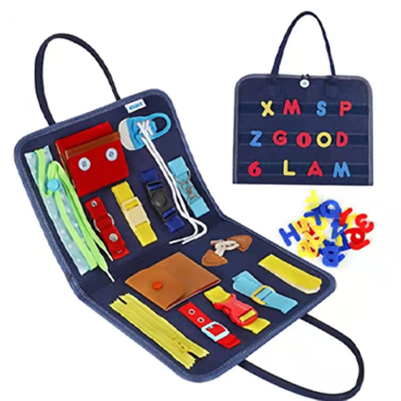 AiJH Montessori Busy Board Book Foldable Felt Activity Board for Toddlers Educational Sensory Learning Toy with Carrying Bag Toys for Kids