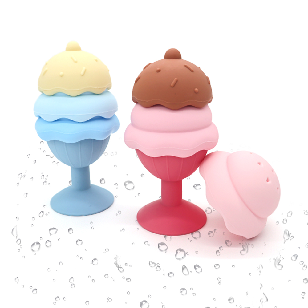 Manufacturer Montessori Ice Cream Stacker Silicone Stacking Toy for Baby 6-12 Months Educational Sensory Nesting Cups Set