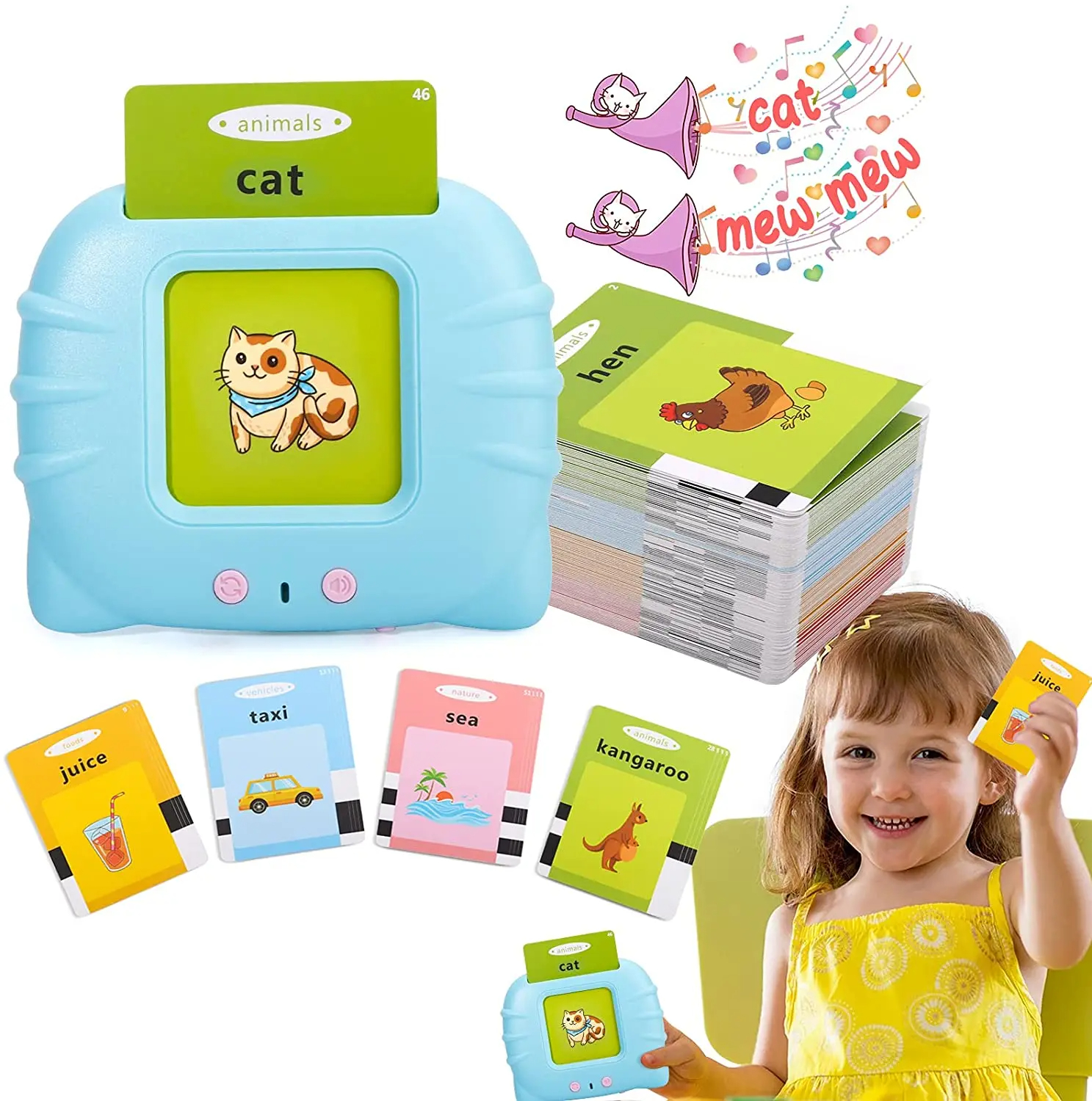 Custom Sensory Learning Toy Montessori Kids Baby Games Gifts Learn English Game Talking Flash Card Reader for Kids